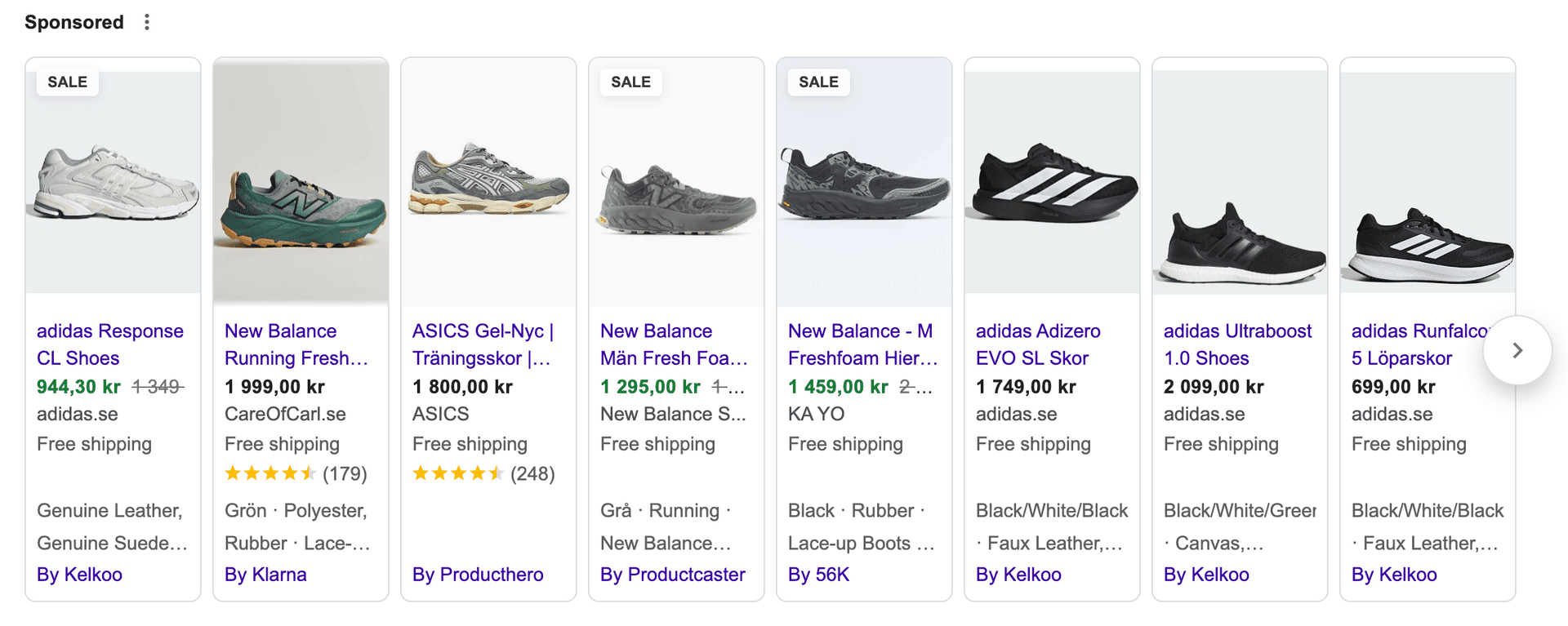 An image showing a SERP with paid results