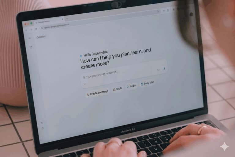 Person searching on a laptop as Google adapts to the AI era