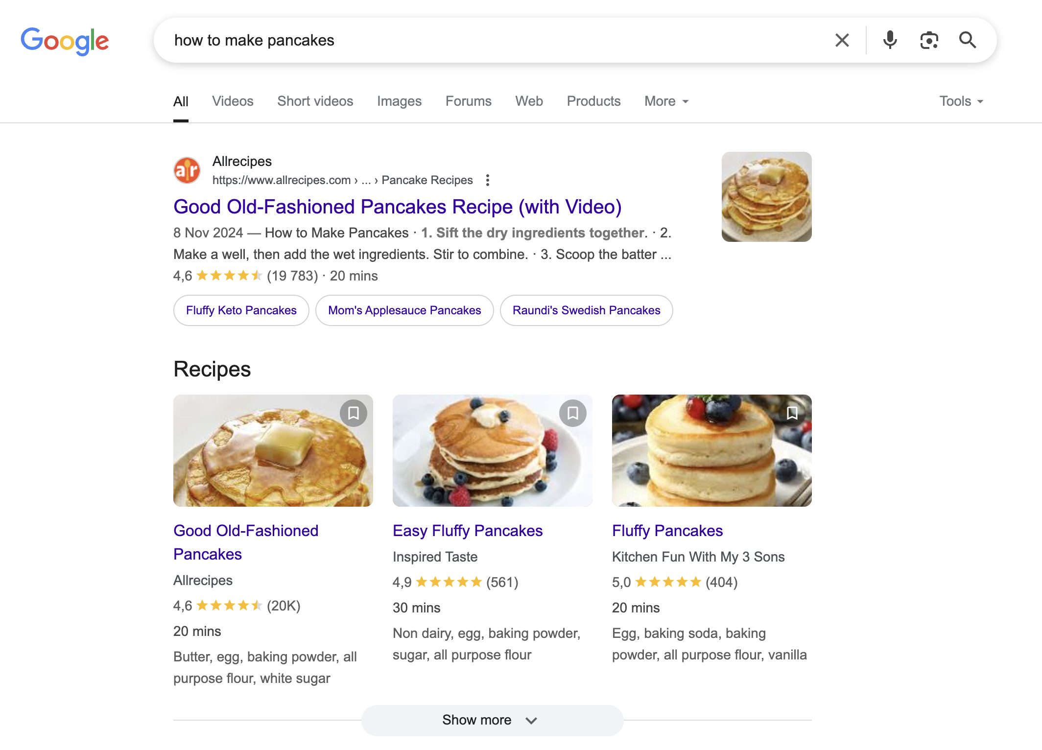 Image of a Google search featuring organic results