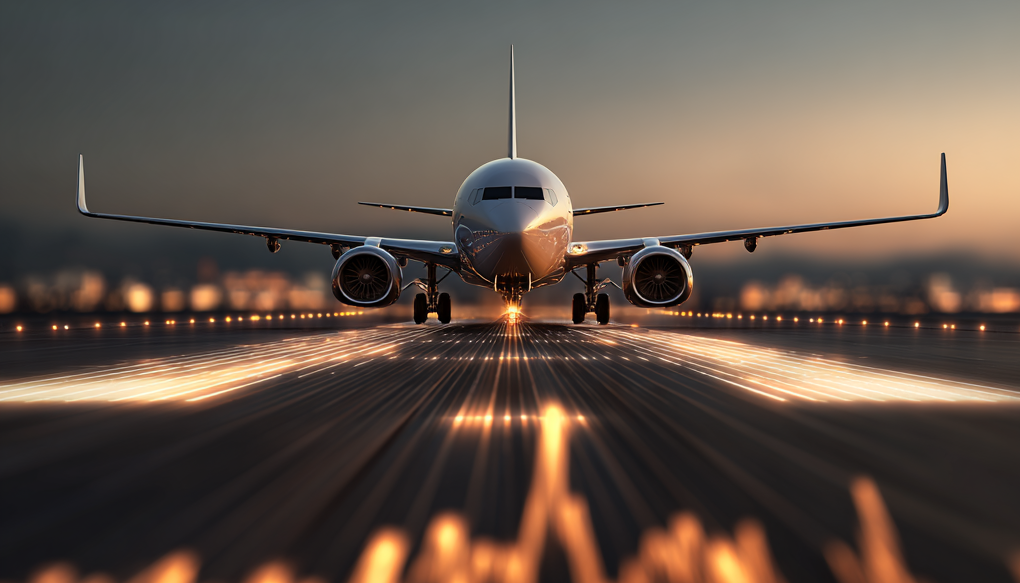 Airplane on a runway ready to take off