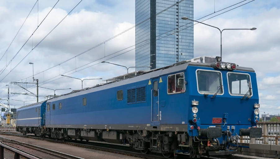 Photo of a blue train, as it is the clients main business.